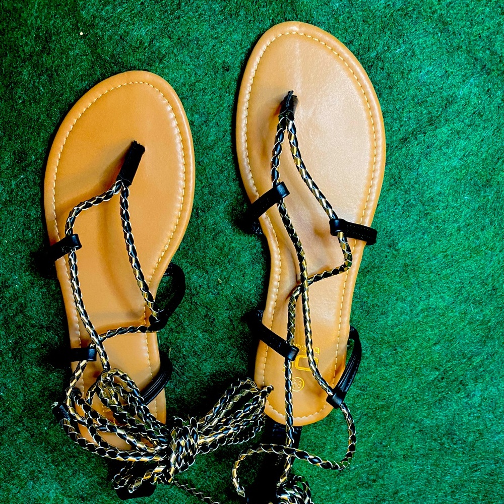 Flat tie up sandals